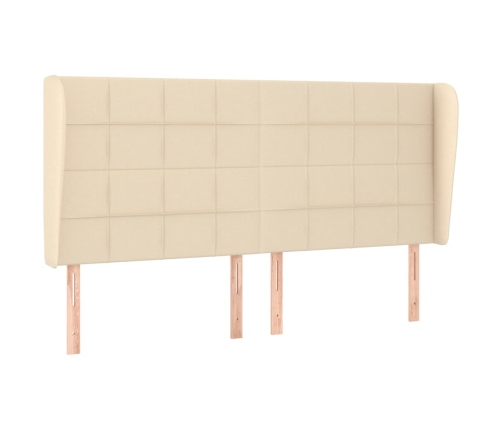 Cama box spring con colchón tela color crema 180x200 cm