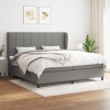 Cama box spring con colchón tela gris oscuro 200x200 cm