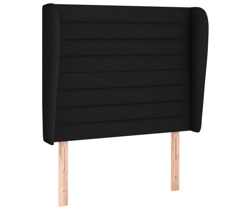 Cama box spring con colchón tela negro 80x200 cm