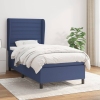 Cama box spring con colchón tela azul 90x190 cm