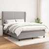 Cama box spring con colchón tela gris claro 140x190 cm