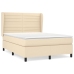 Cama box spring con colchón tela color crema 140x190 cm