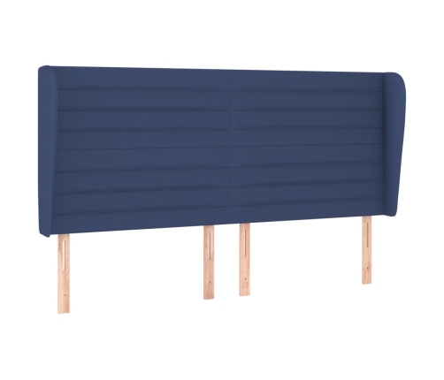 Cama box spring con colchón tela azul 180x200 cm