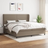 Cama box spring con colchón tela gris taupe 200x200 cm