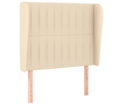 Cama box spring con colchón tela color crema 80x200 cm