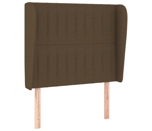 Cama box spring con colchón tela marrón oscuro 90x200 cm