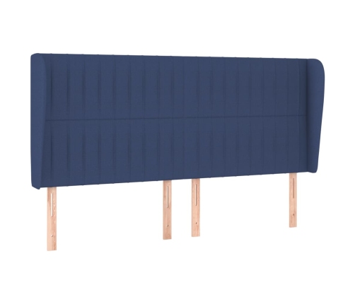 Cama box spring con colchón tela azul 180x200 cm