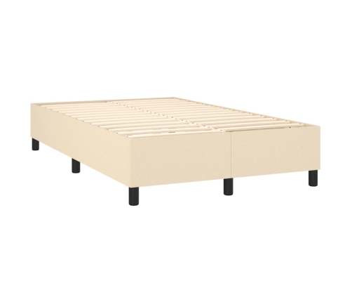 Cama box spring con colchón tela color crema 140x190 cm