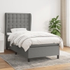 Cama box spring con colchón tela gris oscuro 90x200 cm