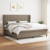 Cama box spring con colchón tela gris taupe 200x200 cm