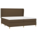 Cama box spring con colchón tela marrón oscuro 200x200 cm