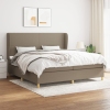 Cama box spring con colchón tela gris taupe 200x200 cm