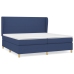 Cama box spring con colchón tela azul 200x200 cm