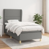 Cama box spring con colchón tela gris oscuro 80x200 cm