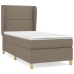 Cama box spring con colchón tela gris taupe 90x190 cm