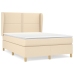 Cama box spring con colchón tela color crema 140x190 cm