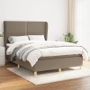 Cama box spring con colchón tela gris taupe 140x200 cm