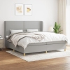 Cama box spring con colchón tela gris claro 200x200 cm