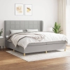 Cama box spring con colchón tela gris claro 200x200 cm