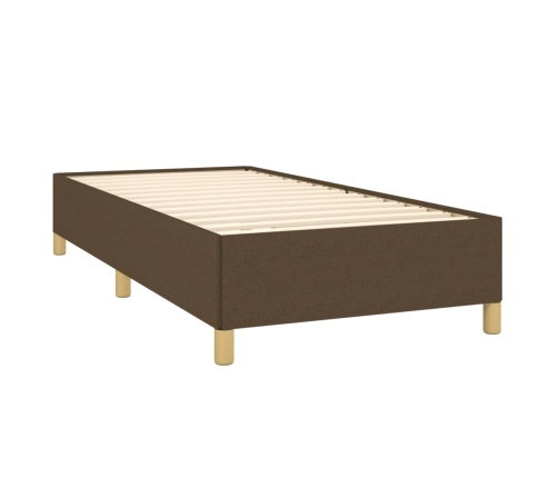 Cama box spring con colchón tela marrón oscuro 90x190 cm