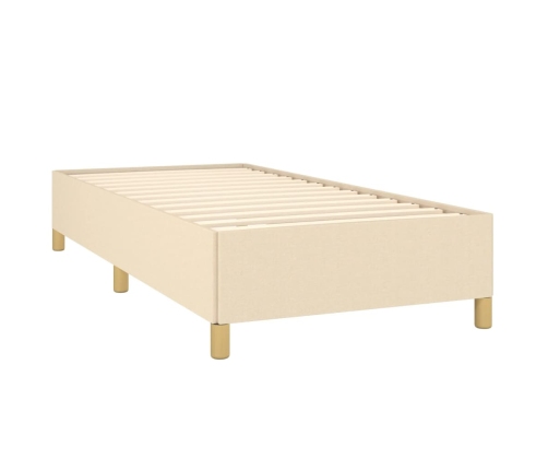 Cama box spring con colchón tela color crema 90x190 cm