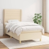 Cama box spring con colchón tela color crema 90x190 cm