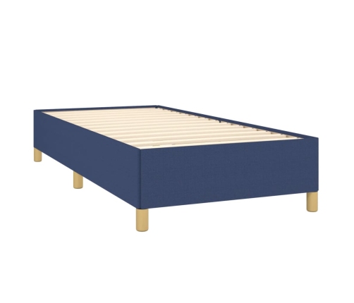 Cama box spring con colchón tela azul 90x190 cm