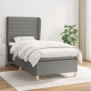 Cama box spring con colchón tela gris oscuro 90x200 cm