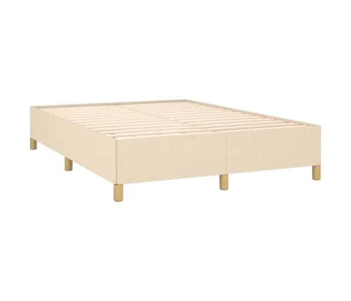 Cama box spring con colchón tela color crema 140x190 cm