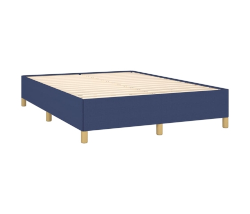 Cama box spring con colchón tela azul 140x190 cm