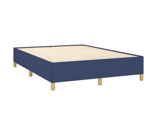 Cama box spring con colchón tela azul 140x200 cm