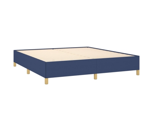 Cama box spring con colchón tela azul 160x200 cm