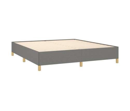 Cama box spring con colchón tela gris oscuro 180x200 cm