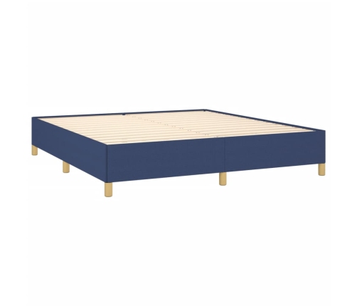 Cama box spring con colchón tela azul 180x200 cm