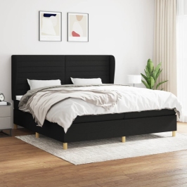 Cama box spring con colchón tela negro 200x200 cm