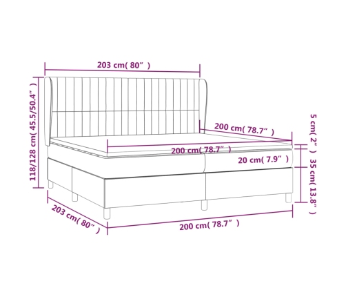 Cama box spring con colchón tela gris claro 200x200 cm