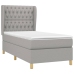 Cama box spring con colchón tela gris claro 90x190 cm