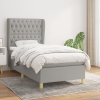 Cama box spring con colchón tela gris claro 90x190 cm