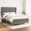 Cama box spring con colchón tela gris oscuro 140x190 cm