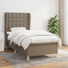 Cama box spring con colchón tela gris taupe 80x200 cm