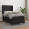 Cama box spring con colchón cuero sintético negro 90x190 cm