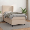 Cama box spring con colchón cuero sintético capuchino 90x190 cm