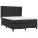 Cama box spring con colchón cuero sintético negro 140x190 cm