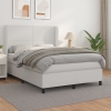 Cama box spring con colchón cuero sintético blanco 140x190 cm