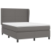 Cama box spring con colchón cuero sintético gris 140x190 cm