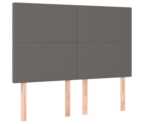Cama box spring con colchón cuero sintético gris 140x190 cm