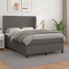 Cama box spring con colchón cuero sintético gris 140x190 cm