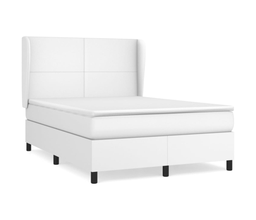 Cama box spring con colchón cuero sintético blanco 140x200cm