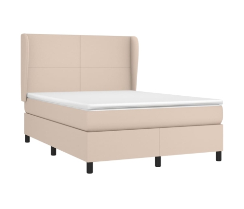 Cama box spring con colchón cuero sintético capuchino 140x200cm