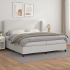 Cama box spring con colchón cuero sintético blanco 200x200 cm